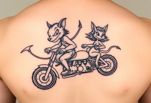 Male and female Tasmanian devil cartoons riding a motorcycle tattoo idea