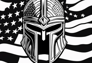 spartan helmet with American flag background tattoo idea