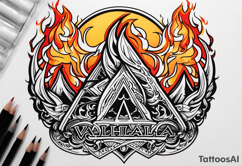 Valhalla on fire tattoo idea