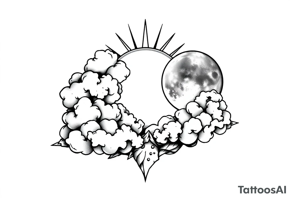 The clouds, the sun, and the moon tattoo idea