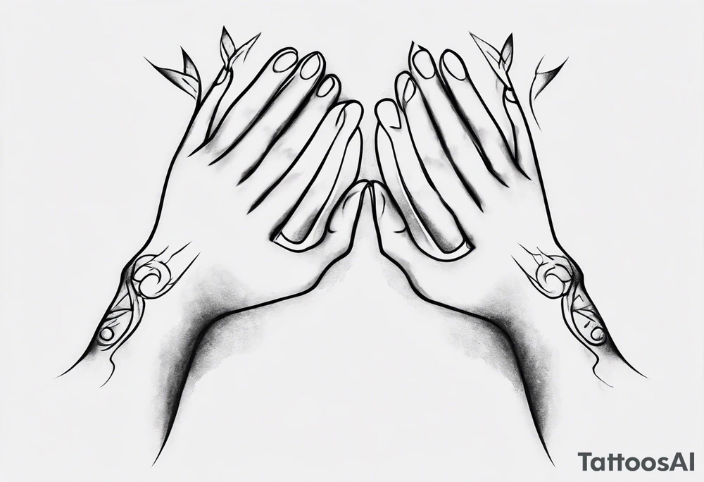 Really simple 
and clean tattoo of 
 that represents the spiruality of
, love and unity. two hands holding tattoo idea