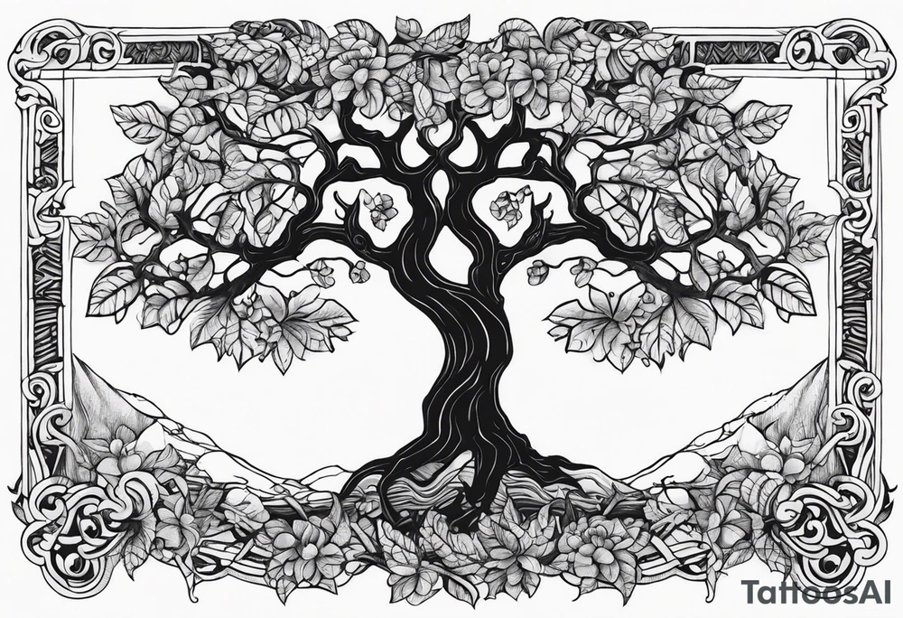 Baum mit langen Wurzeln tattoo idea