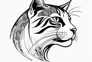 Animal Head ONLY: Cat side profile right side tattoo idea