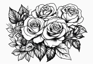 roses and violets with greenery tattoo idea