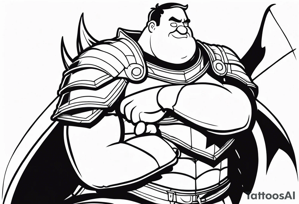 peter griffin wearing iron armor and riding a dragon tattoo idea