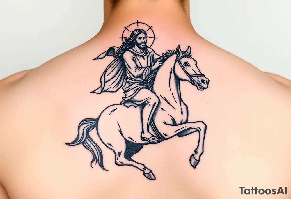 dynamic jesus as rider on the white horse tattoo idea