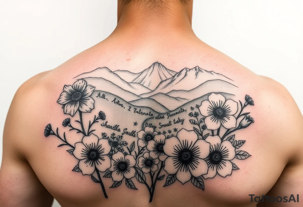Flowers in the great smoky mountains view tattoo idea