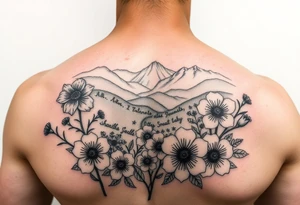 Flowers in the great smoky mountains view tattoo idea