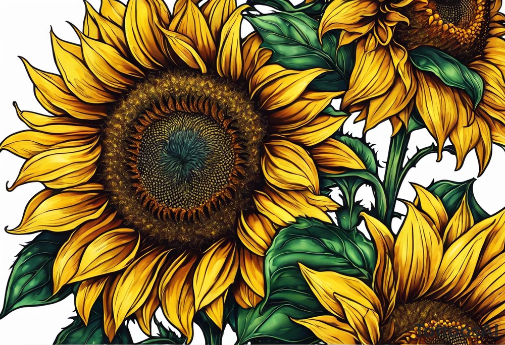Sunflower for a male tattoo idea
