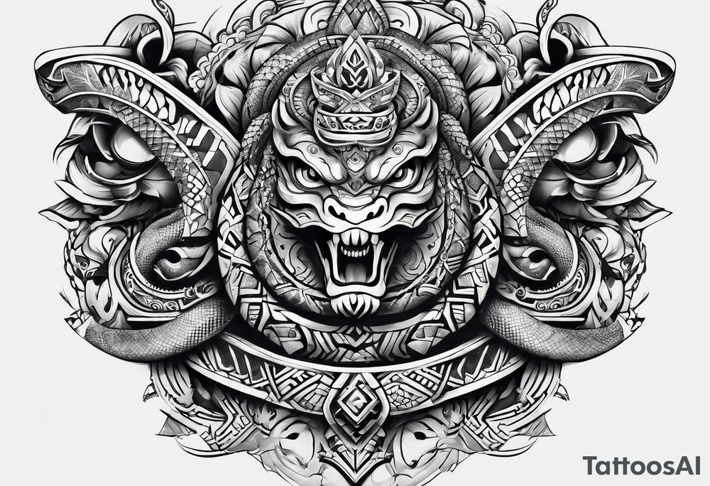 aztec snake sleeve tattoo idea