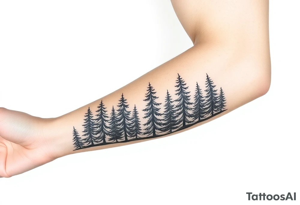 Coniferous forest forearm tattoo sleeve tattoo idea