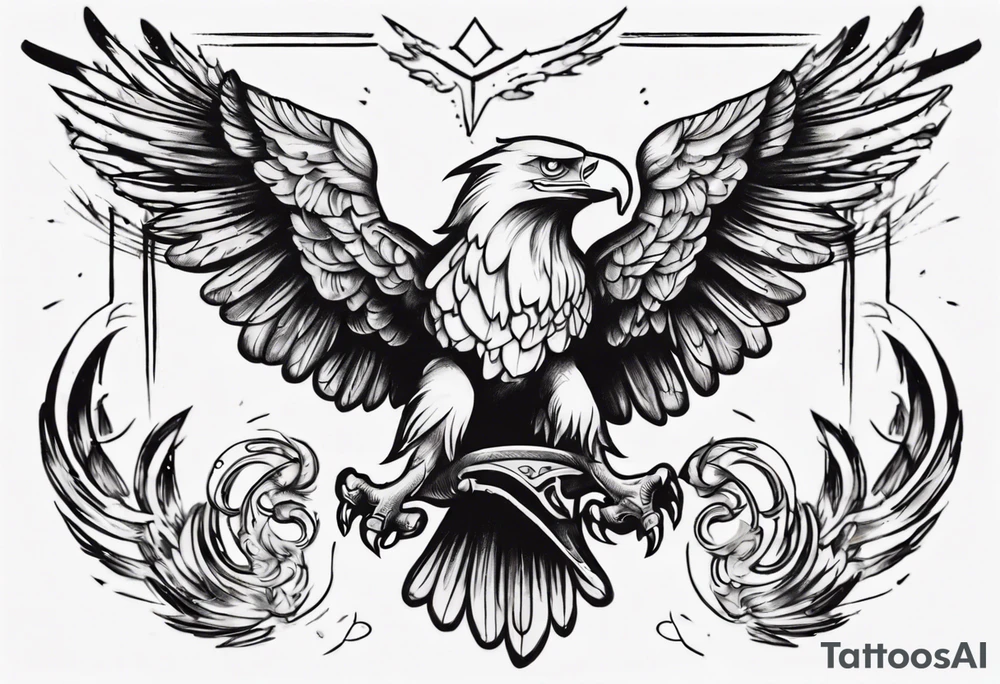 One sketch of an eagle in a traditional tattoo style tattoo idea