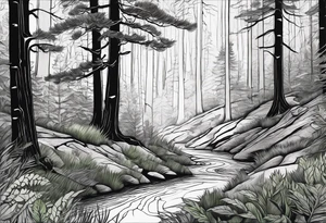 forest, green and black, no people tattoo idea