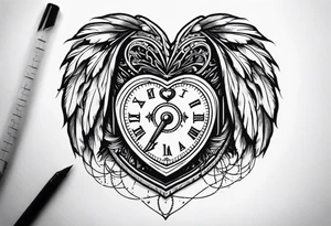 death scale weight heart and feather tattoo idea