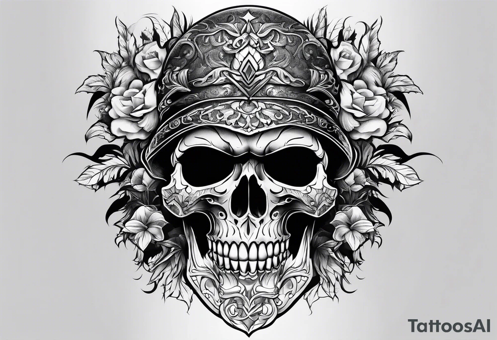 demonic skull tattoo idea