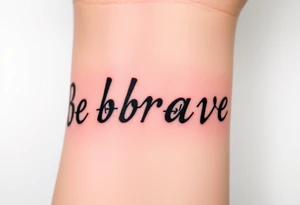 Be brave" written in Dauntless-inspired typography, with battle scars scratched into the letters tattoo idea