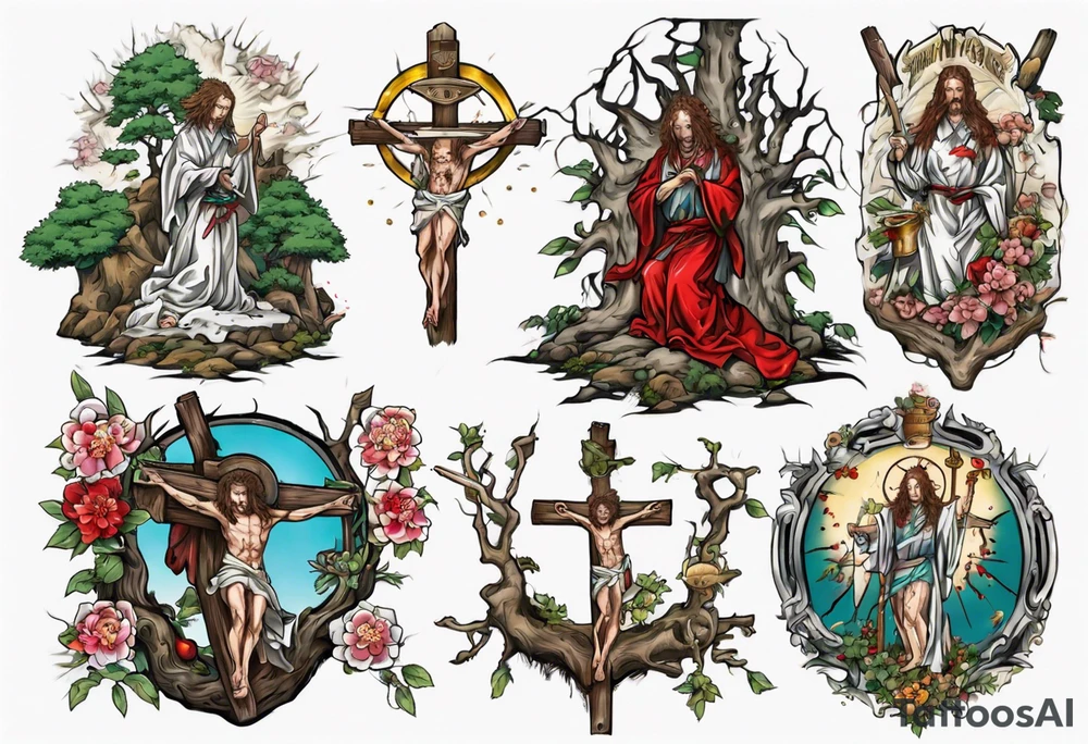 saint wilgefortis nailed to a tree tattoo idea