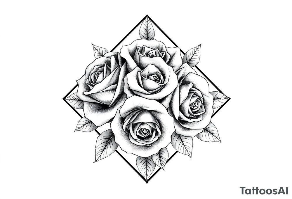 Roses inside of a diamond shape tattoo idea