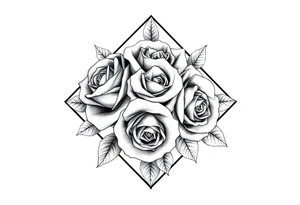 Roses inside of a diamond shape tattoo idea