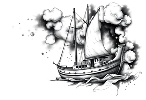 sailing boat at achor tattoo idea