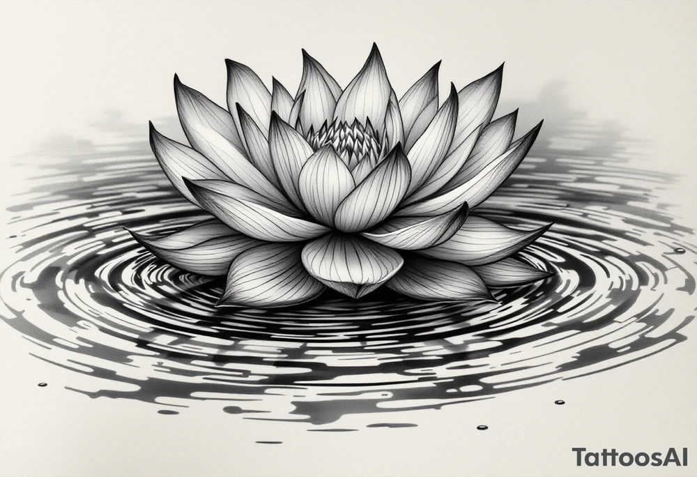 serene lotus flower emerging from sacred waters with ripples tattoo idea