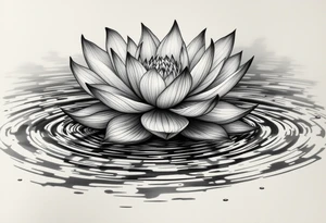 serene lotus flower emerging from sacred waters with ripples tattoo idea