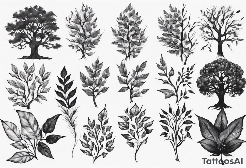 Double tree forearm alive with leaves tattoo idea