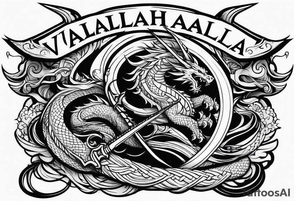 Valhalla chains dark cloud
 sword dragon tattoo idea