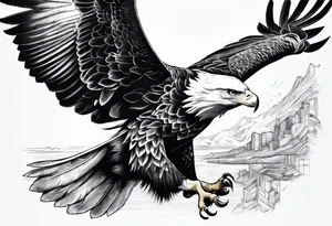 eagle in flight holding a faces tattoo idea