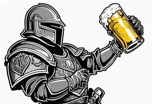 A knight holding a beer that says “nr 12” tattoo idea