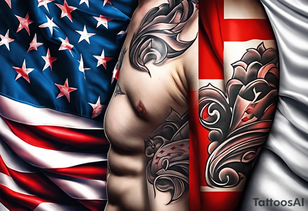 Make a tattoo an american and swiss flag mixed together that demonstrates the love and pride of my origins tattoo idea