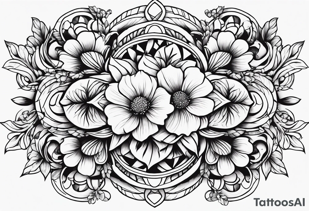 ornaments of flowers tattoo idea
