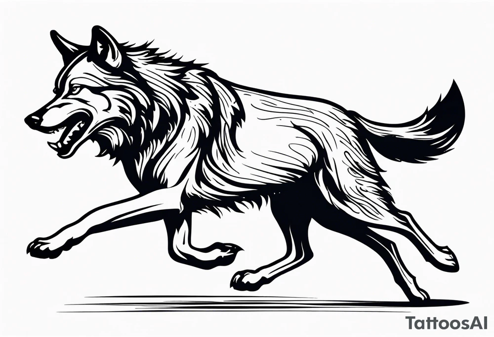 Wolf running tattoo idea