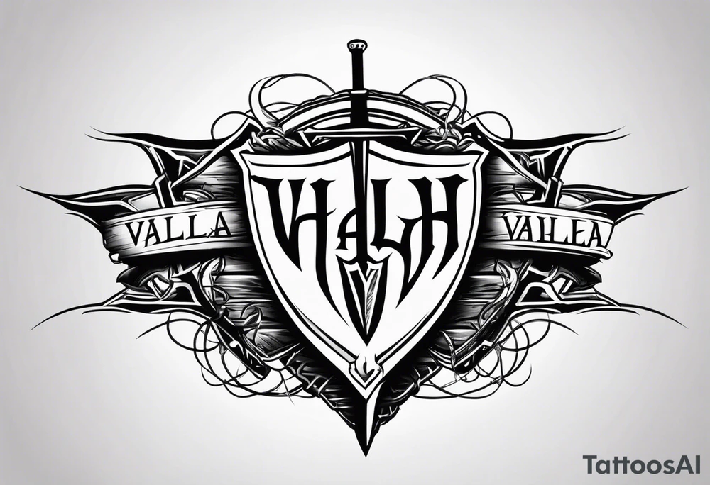 Valhalla
sword shield barbed  wire tattoo idea