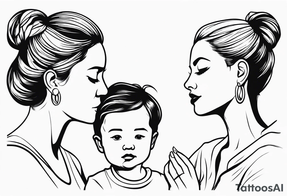 Mother with her son and daughter tattoo idea