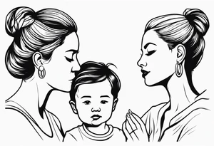 Mother with her son and daughter tattoo idea
