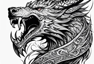 Valhalla sword dragon wolf tattoo idea