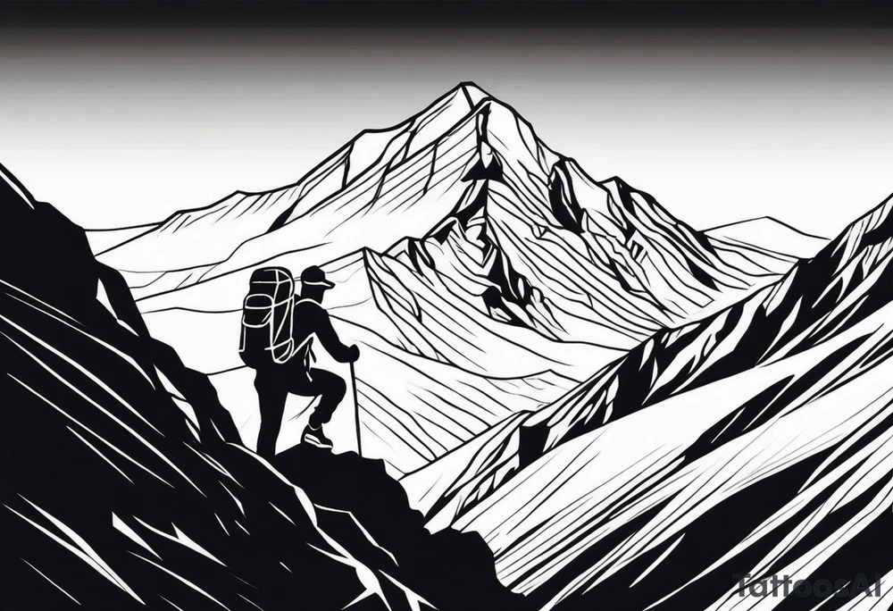 mountain climber at the peak tattoo idea