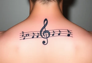 Music staff with treble clef and music notes tattoo idea