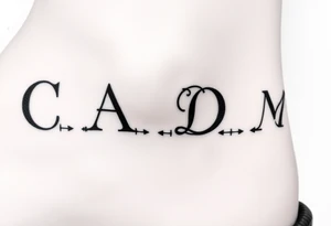 Can you create a series of lines  separating each of our initials  - the  lines must be small peppers Those would be for a tattoo and initials  are for C , A , D , M tattoo idea