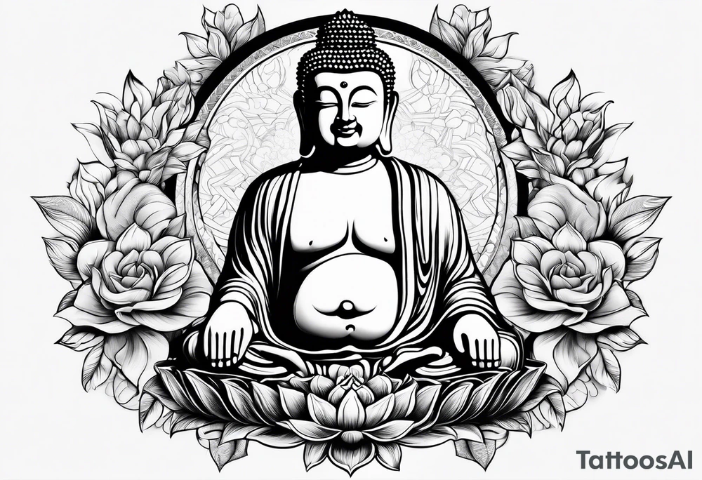 Buddha carrying Buddha baby tattoo idea