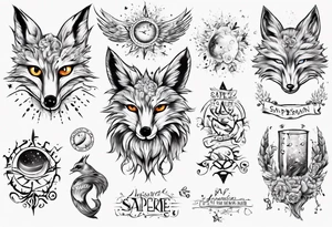 Wasser Eule Sonne Fuchs der Schriftzug : "Sapere Aude" und Sternzeichen Wasserman tattoo idea