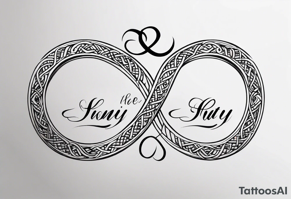 Infinity Symbol with Initials: Incorporate the infinity symbol, with the couple’s initials intertwined within the loop. This design can be exclusively in black or with a touch of red on the initials. tattoo idea