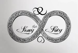 Infinity Symbol with Initials: Incorporate the infinity symbol, with the couple’s initials intertwined within the loop. This design can be exclusively in black or with a touch of red on the initials. tattoo idea
