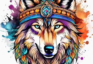 Hippie wolf tattoo idea