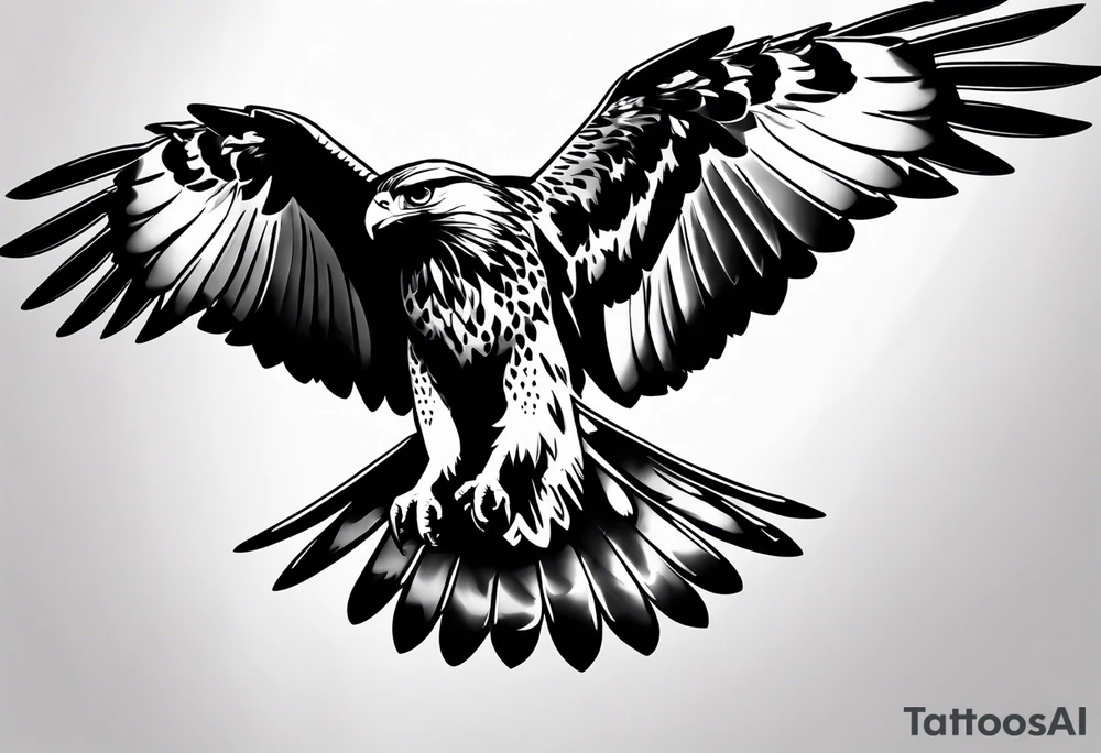 Hawk landing down from the side tattoo idea