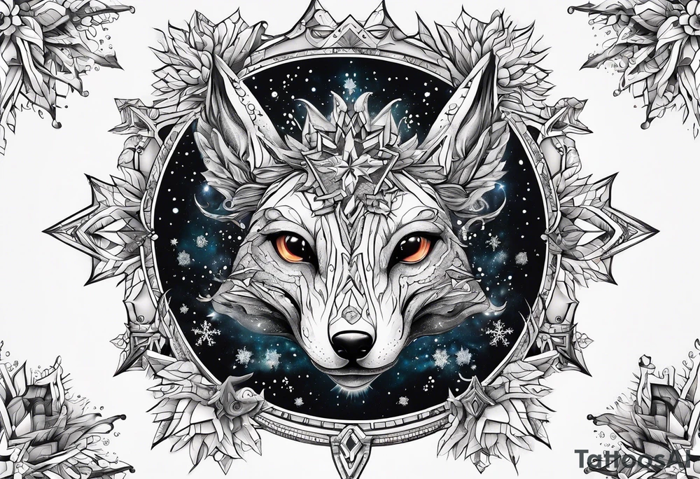 Constellation, animal alien, snowflake tattoo idea