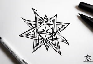 knee tattoo with unicursal hexagram from Thelema tattoo idea