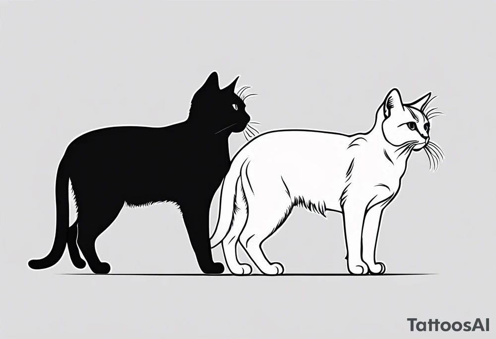 Two cat silhouettes, just outline tattoo idea