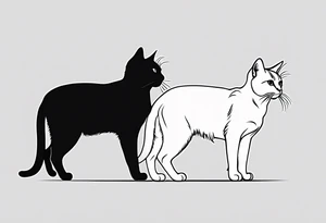 Two cat silhouettes, just outline tattoo idea